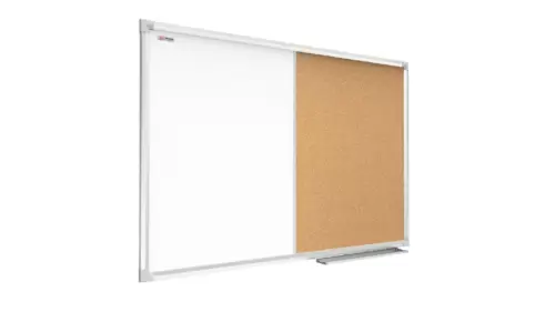Kombitafel Whiteboard und Kork-Pinnwand mit Alurahmen 60x40cm