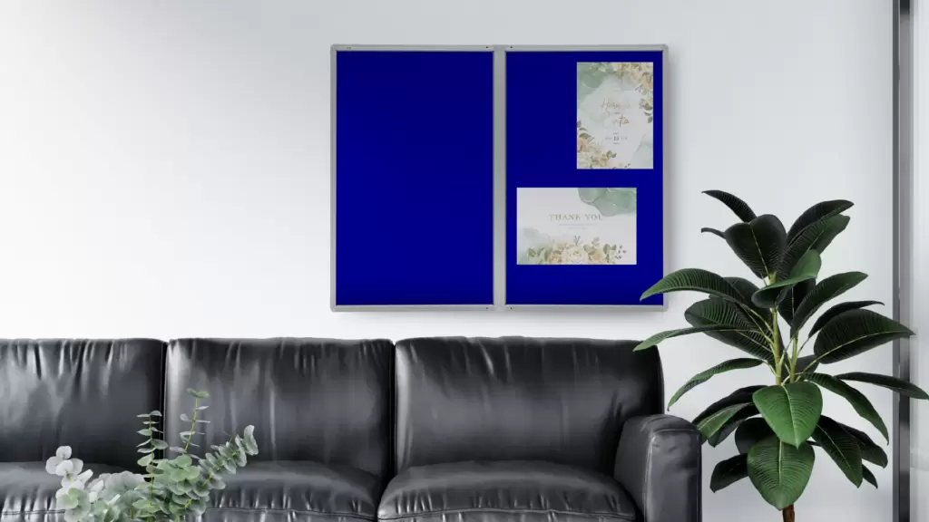 Filz-Schaukasten Blau 150x100 cm mit Aluminiumrahmen