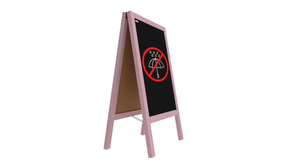 Kundenstopper mit pinkem Holzrahmen 118x61cm, Werbetafel, Gehwegaufsteller, Aufsteller, Straßenreiter, Kreide