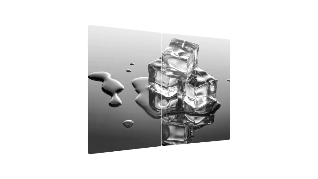 Glas Herdabdeckplatte Schneidebrett Eiswürfel Eis Crushed Ice Kaltes Wasser 2er Set Multi-Platte Arbeitsplatte Herdschutz Deko für Küchen Gehärtetes Glas, 2 Stück - 52x30cm