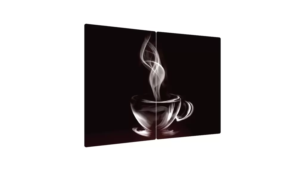 Glas Herdabdeckplatte Schneidebrett Kaffee Kaffeetasse Käffchen Espresso Latte Macchiato 2er Set Multi-Platte Arbeitsplatte Herdschutz Deko für Küchen Gehärtetes Glas, 2 Stück - 52x30cm