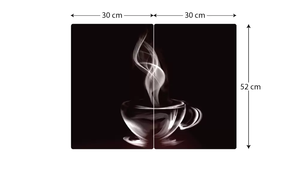Glas Herdabdeckplatte Schneidebrett Kaffee Kaffeetasse Käffchen Espresso Latte Macchiato 2er Set Multi-Platte Arbeitsplatte Herdschutz Deko für Küchen Gehärtetes Glas, 2 Stück - 52x30cm