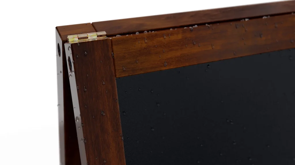 Kundenstopper – wasserfest mit lackiertem Holzrahmen 100x60 cm