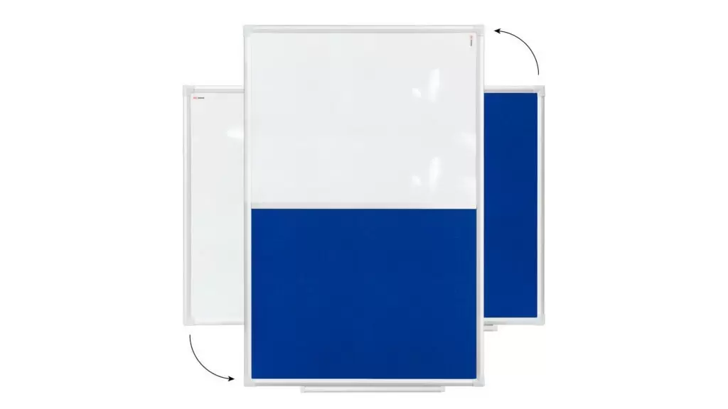 Kombitafel Whiteboard und Blau Filz-Pinnwand mit Alurahmen 120x90cm