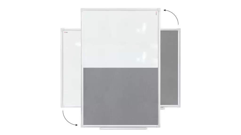 Kombitafel Whiteboard und Grau Filz-Pinnwand mit Alurahmen 120x90cm