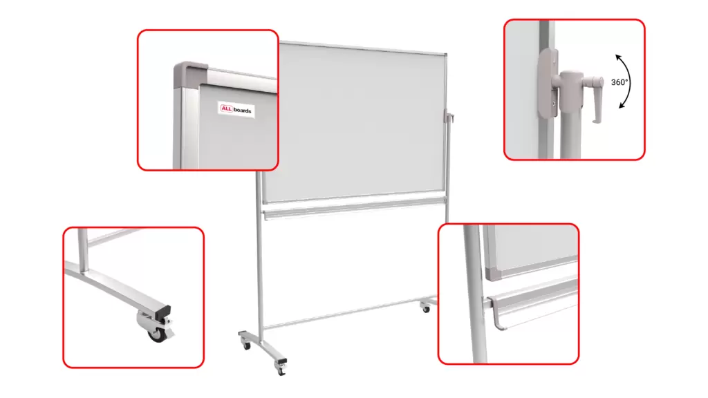 Mobiles Whiteboard PREMIUM – Fürs Büro Schreibfläche 220x120cm