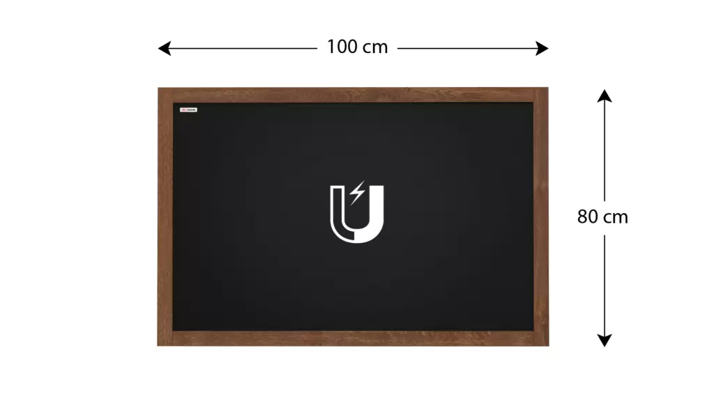 Schwarze magnetische Kreidetafel mit Holzrahmen 100x80cm