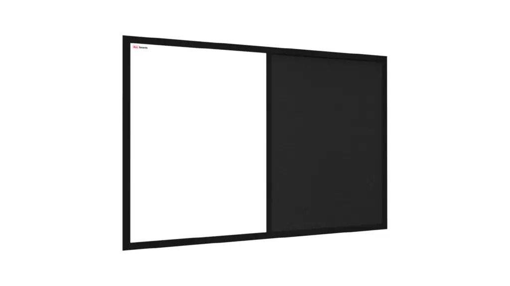Kombitafel 2 in 1 Whiteboard und Kork 60x40 mit schwarz lackietem Holzrahmen