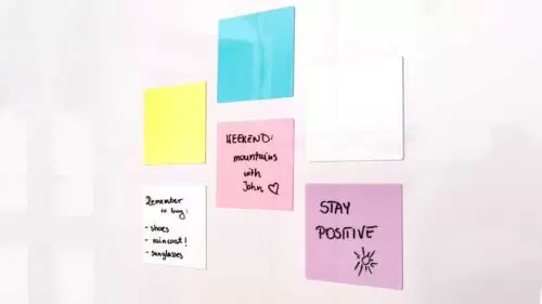 Selbstklebende, elektrostatische, trocken abwischbare Notizzetteln, Sticky Notes – Pastell-Set (5 Farben), wiederverwendbar