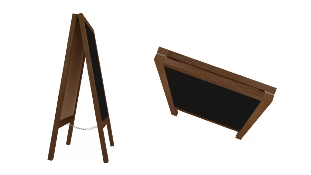 Lackiertes Holz-Set - Kundenstopper 118x61 cm, Kreidetafel 90x60 cm. Kreidetafel A5 Format 4Stk.