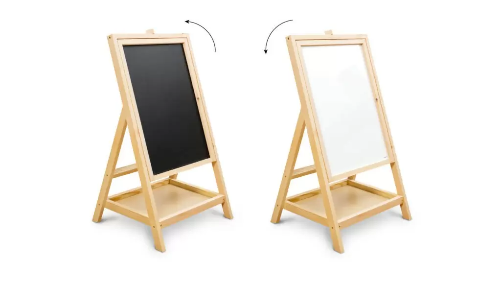 Drehbare Holztafel für Kinder, zum Zeichnen, magnetisch, Höhe 80 cm