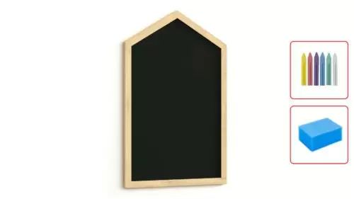 ALLboards Kreidetafel Magnetisch Häuschen Hausform mit Naturholzrahmen 90x60cm + Zubehör