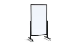 VERT-Whiteboard vertikale magnetische trocken abwischbare mobile Tafel 137x78 cm in schwarzem Holzrahmen, Kundenstopper