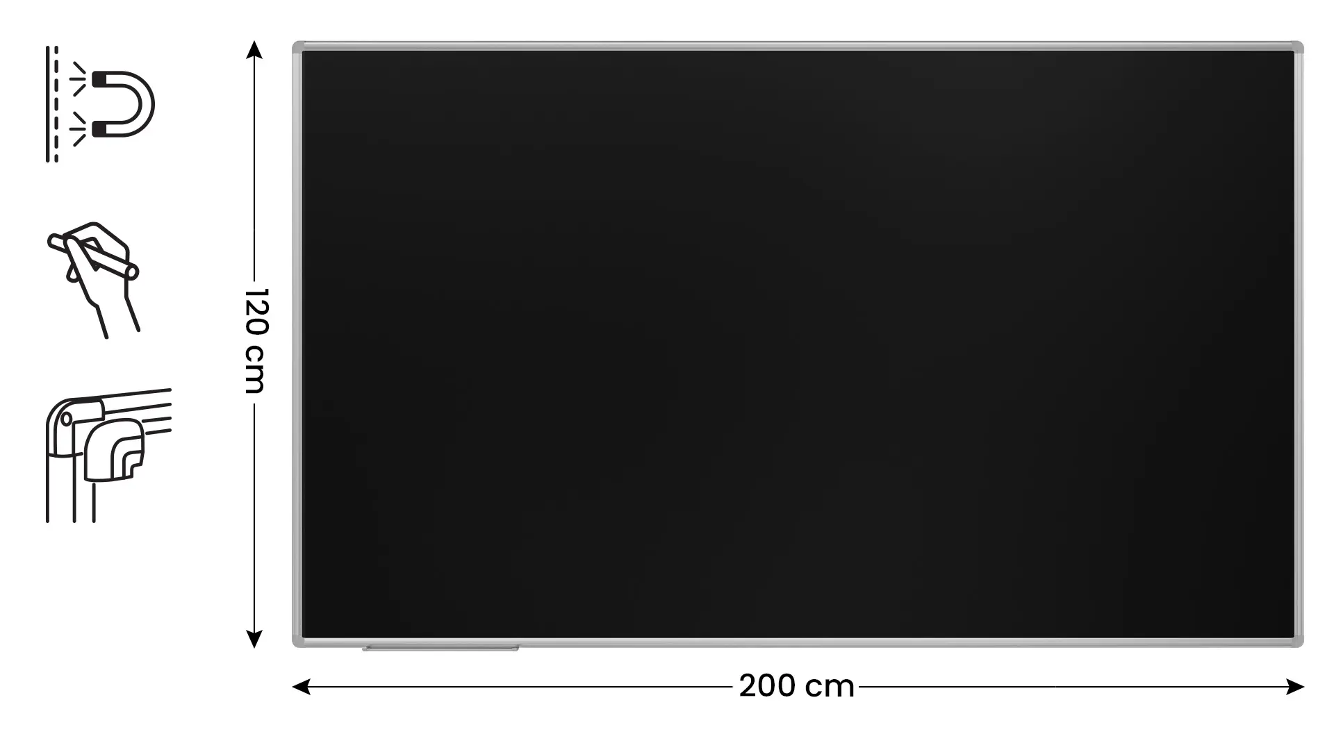Schwarze magnetische Kreidetafel mit Alurahmen Premium EXPO 200x120cm