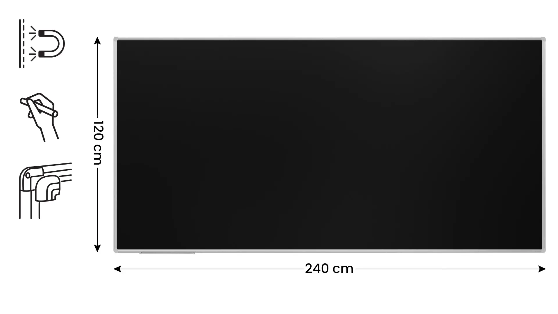 Schwarze magnetische Kreidetafel mit Alurahmen Premium EXPO 240x120cm