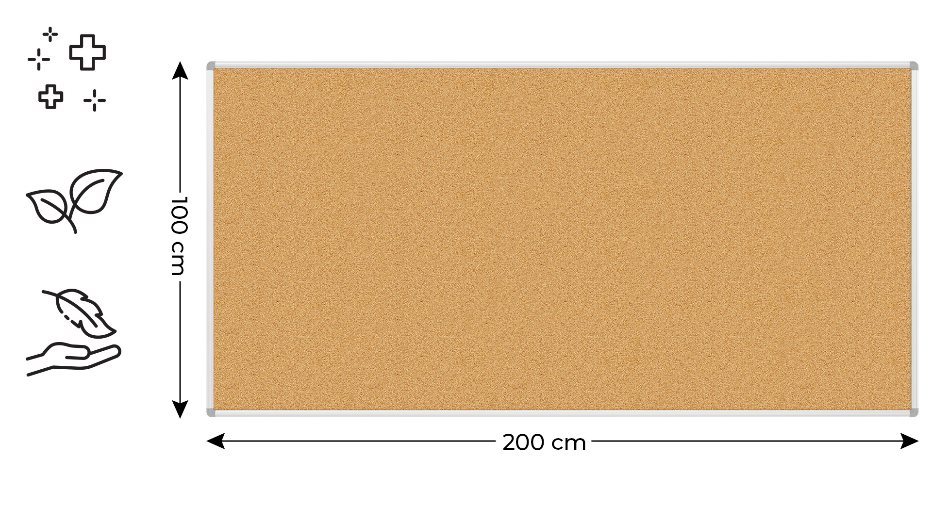 Pinnwand mit Alurahmen 200x100cm