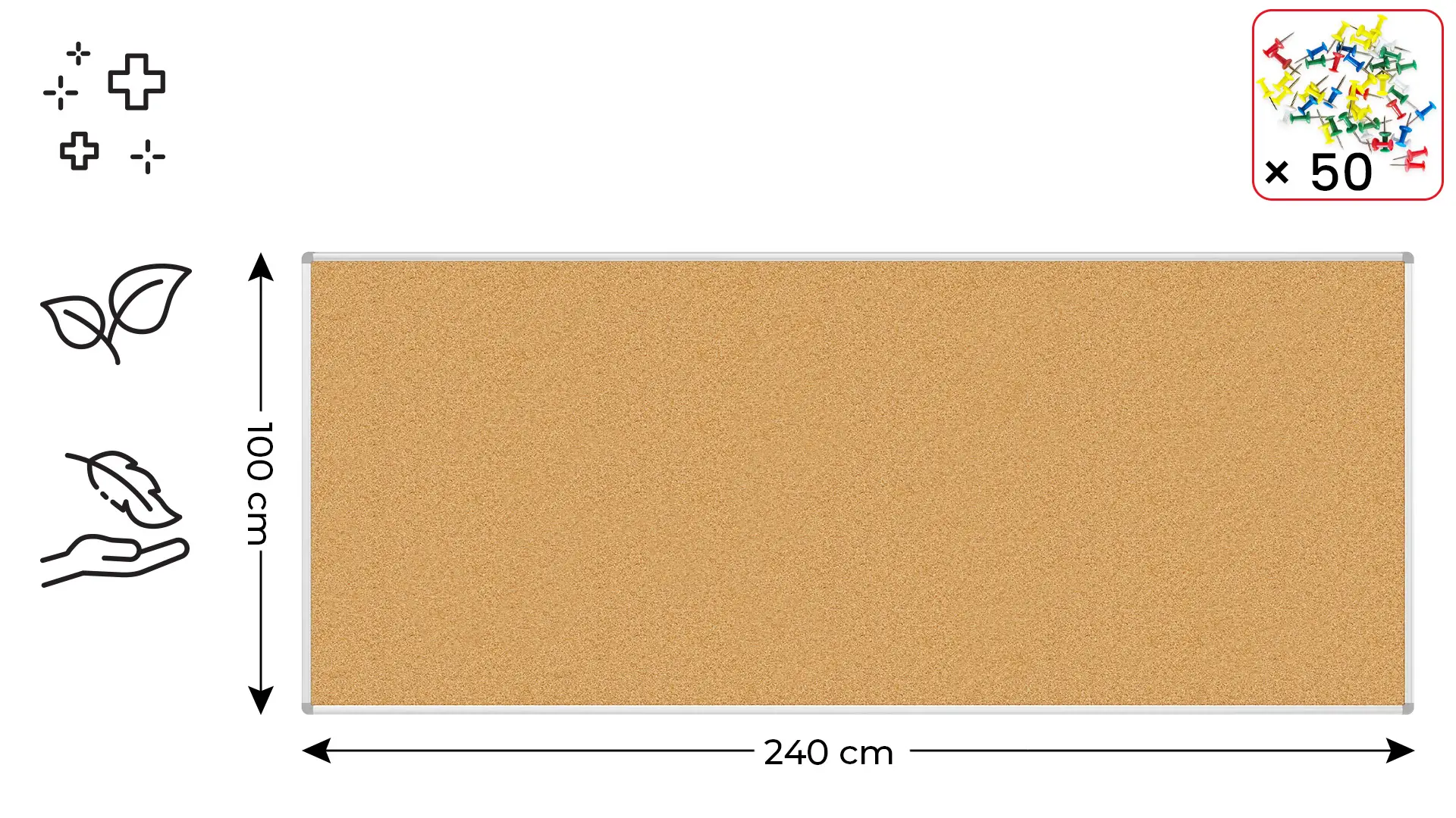 Pinnwand mit Alurahmen 240x100cm – Bild 2