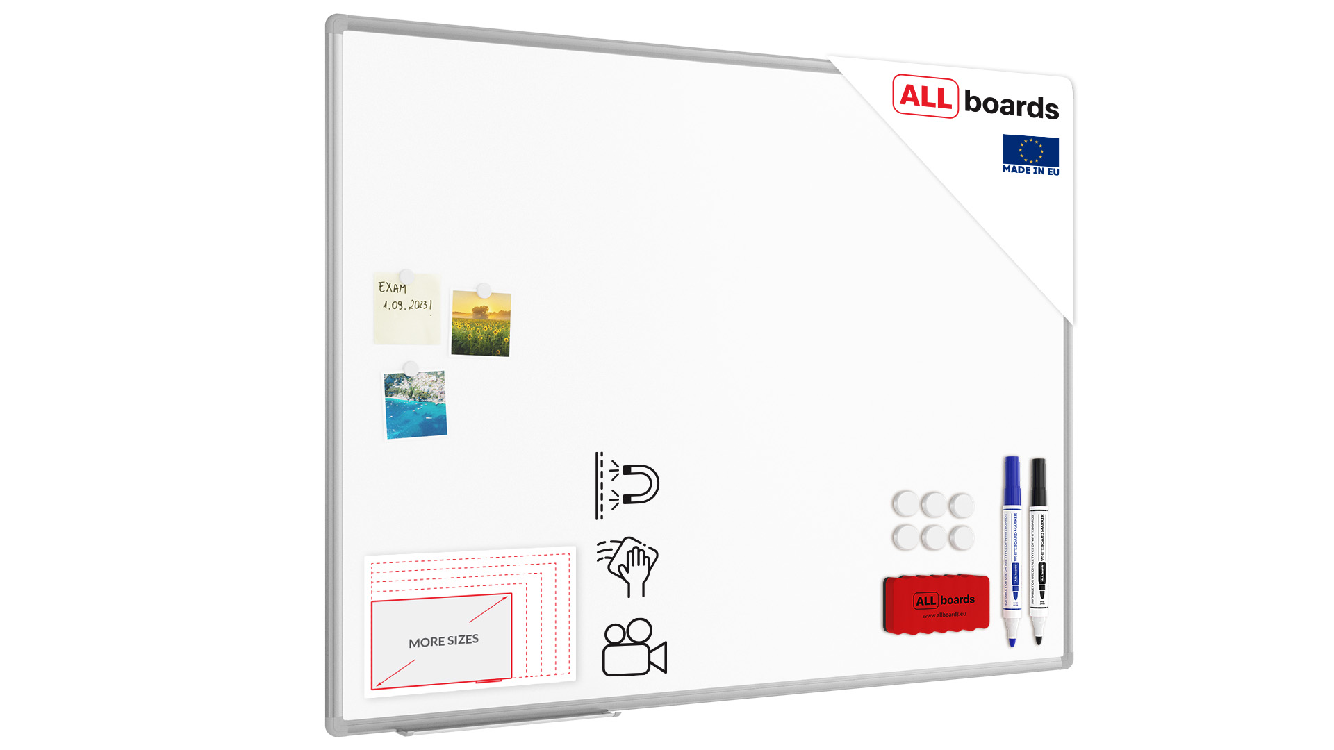 Keramiktafel, magnetisch, emaliert P3 120x90cm mit Premium EXPO Aluminiumrahmen