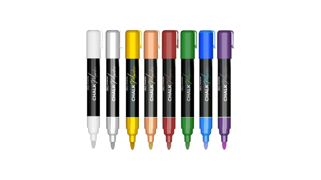 Kreidemarker-Set PREMIUM: weiß, silber, gold, metallic rot, lila, blau, beige, grün