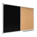 Kombitafel magnetische Kreidetafel und Kork-Pinnwand mit Alurahmen 120x90cm