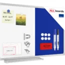 Kombitafel Whiteboard und Blau Filz-Pinnwand mit Alurahmen 60x40cm