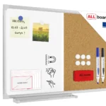 Kombitafel Whiteboard und Kork-Pinnwand mit Alurahmen 60x40cm