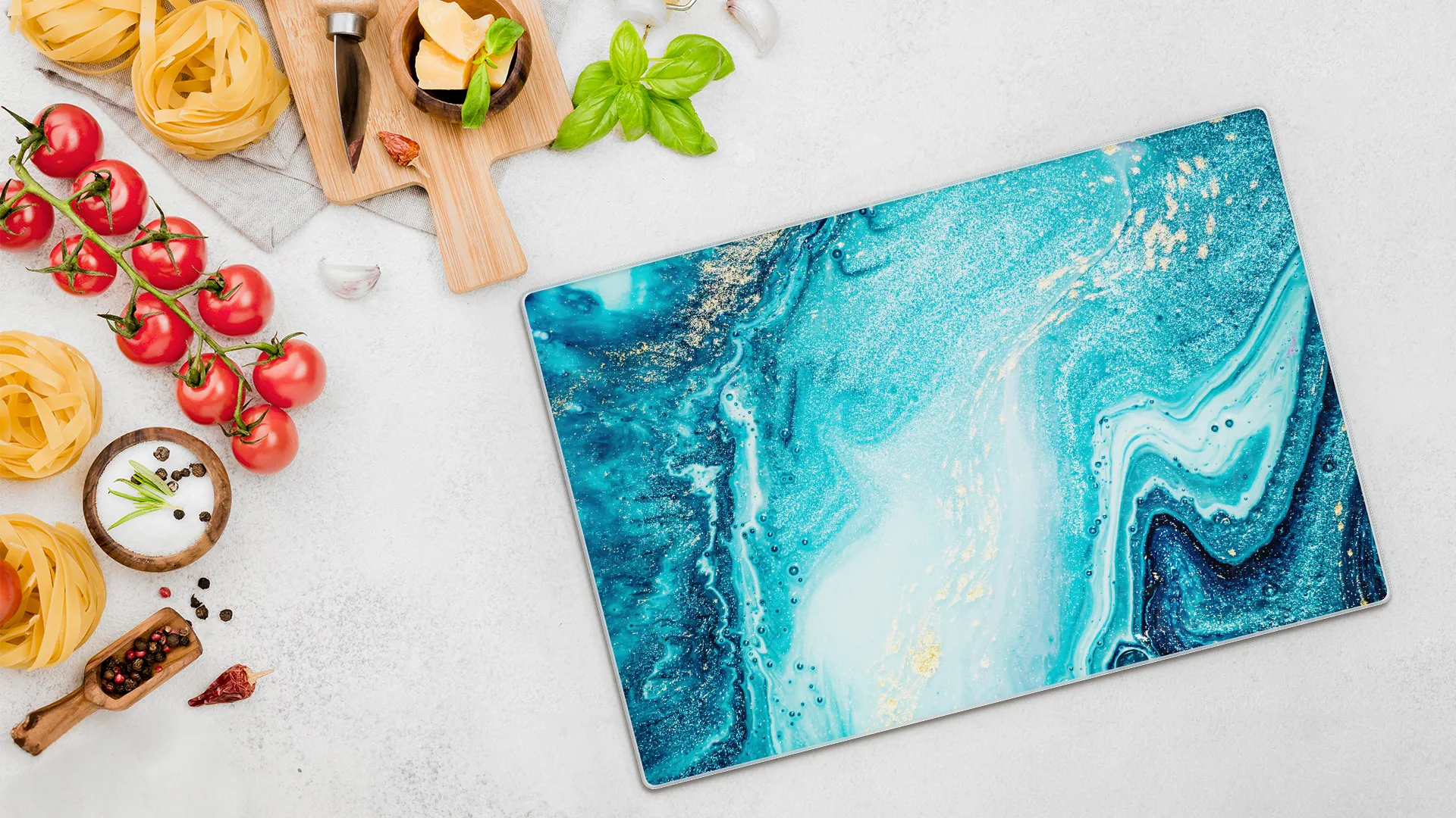 Schneidebrett aus Glas - BLAU UND GOLD 30x20 cm – Bild 10