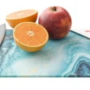 Schneidebrett aus Glas - BLAU UND GOLD 30x20 cm