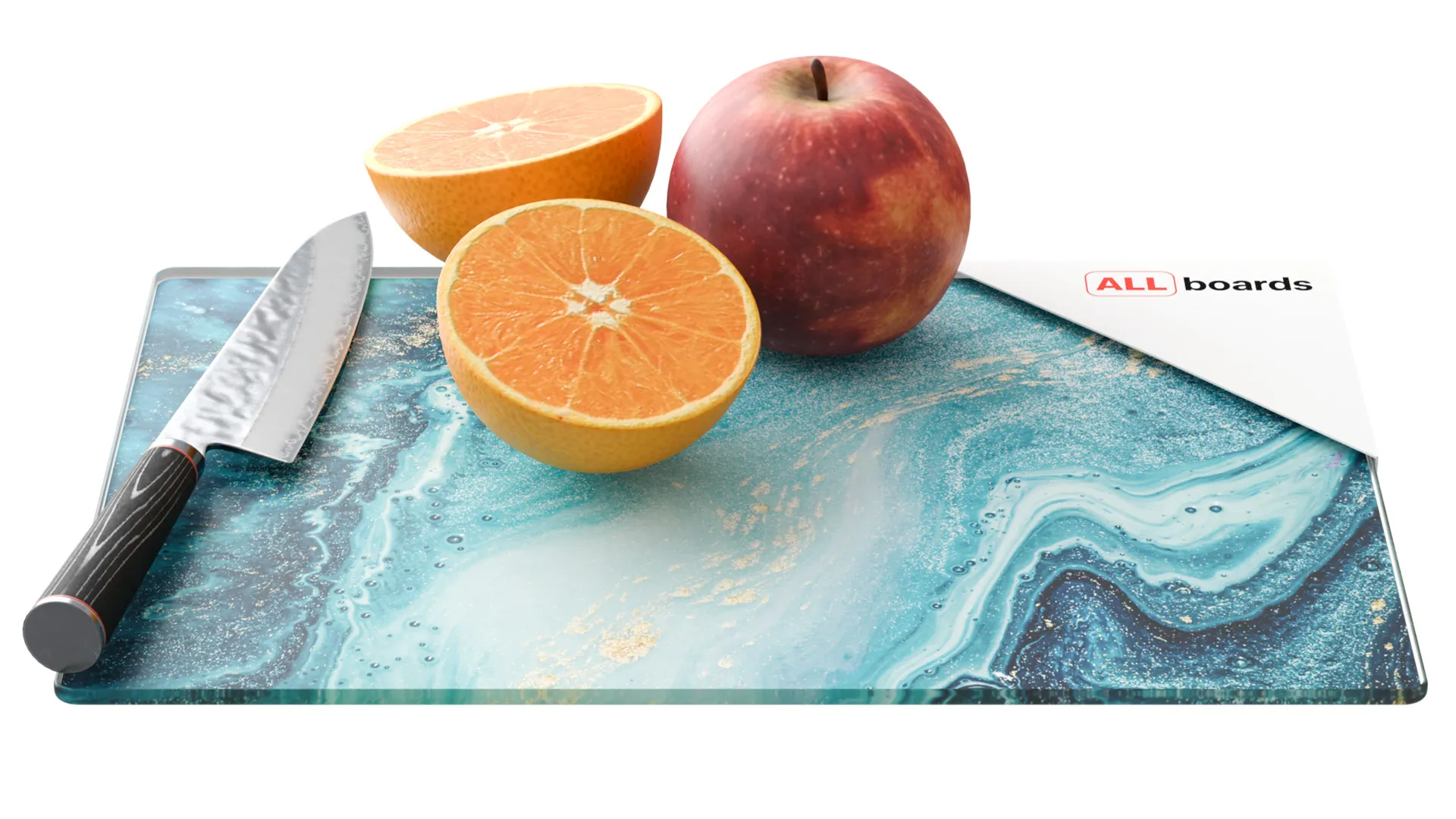 Schneidebrett aus Glas - BLAU UND GOLD 30x20 cm