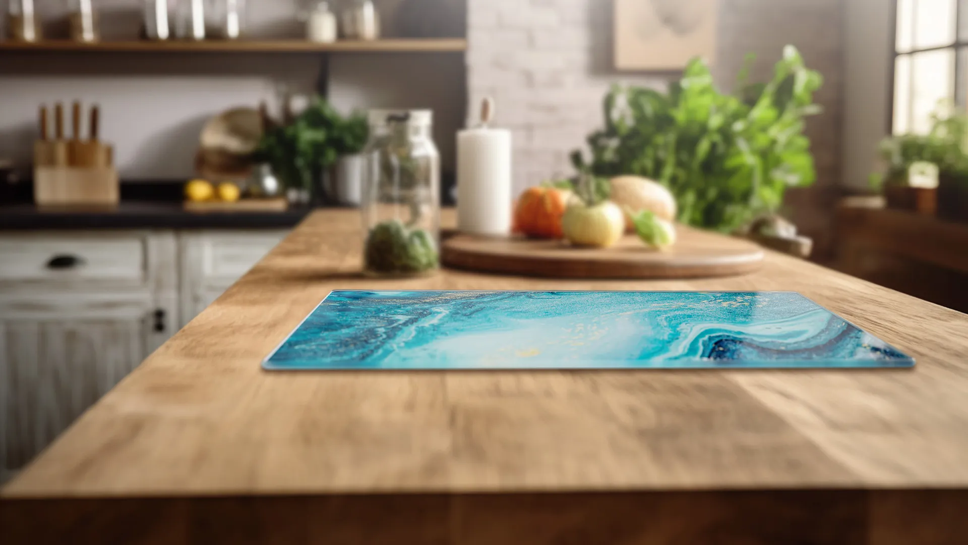 Schneidebrett aus Glas - BLAU UND GOLD 30x20 cm – Bild 3