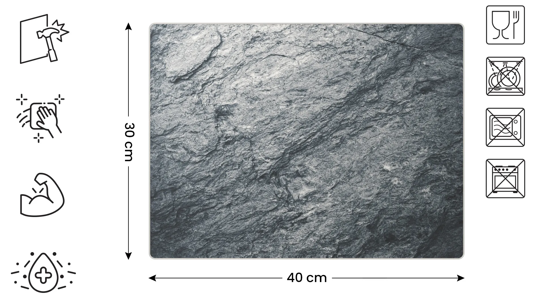 Glas Herdabdeckplatte Schneidebrett FELS FELSEN FELSFORMATION FELSENSTEIN GRANIT GRANITSTEIN 30x40 cm Multi-Platte Arbeitsplatte Herdschutz Deko für Küchen Gehärtetes – Bild 2