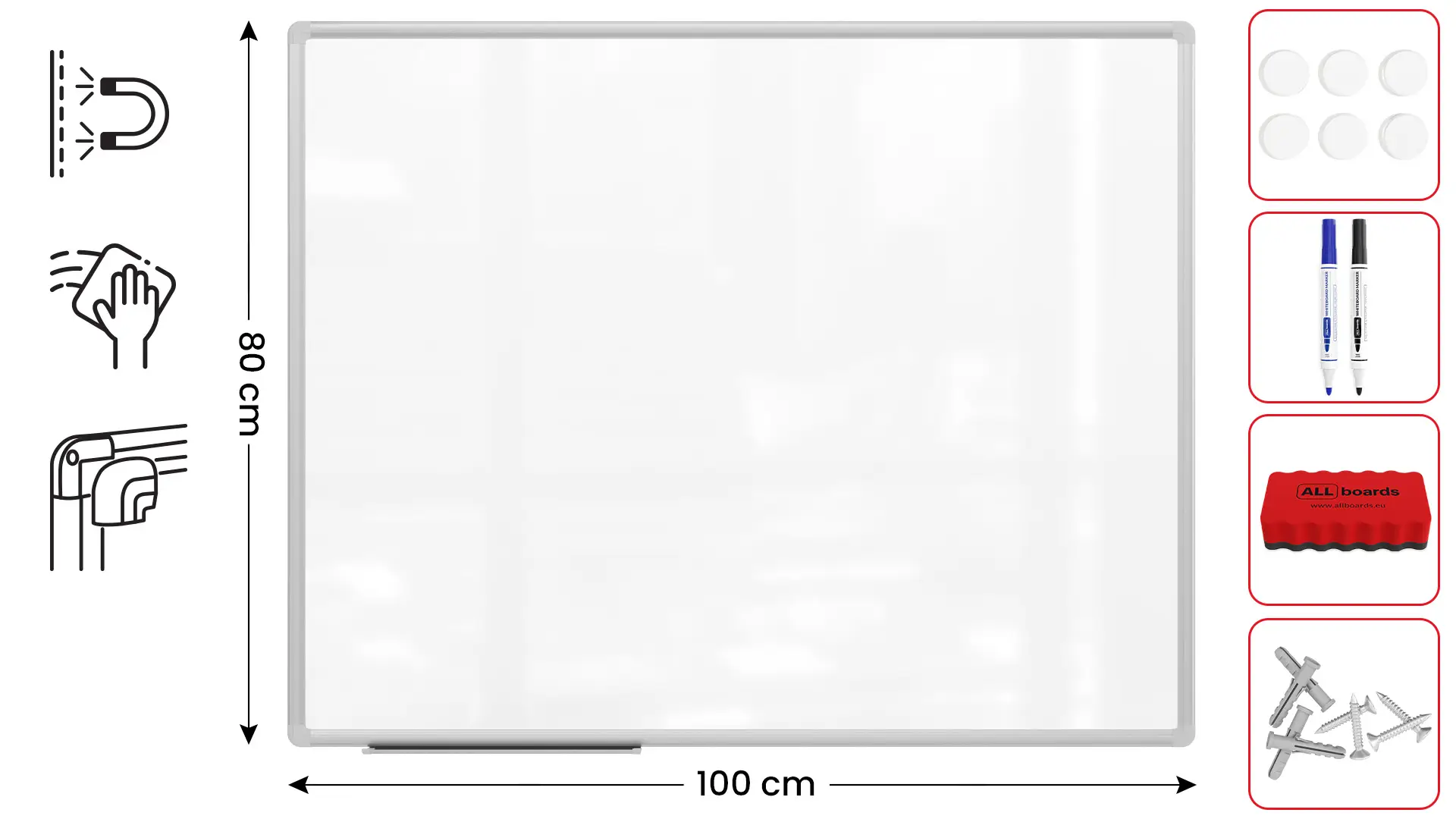 Magnetisches Whiteboard - PREMIUM EXPO Alurahmen 100x80cm + GRATIS