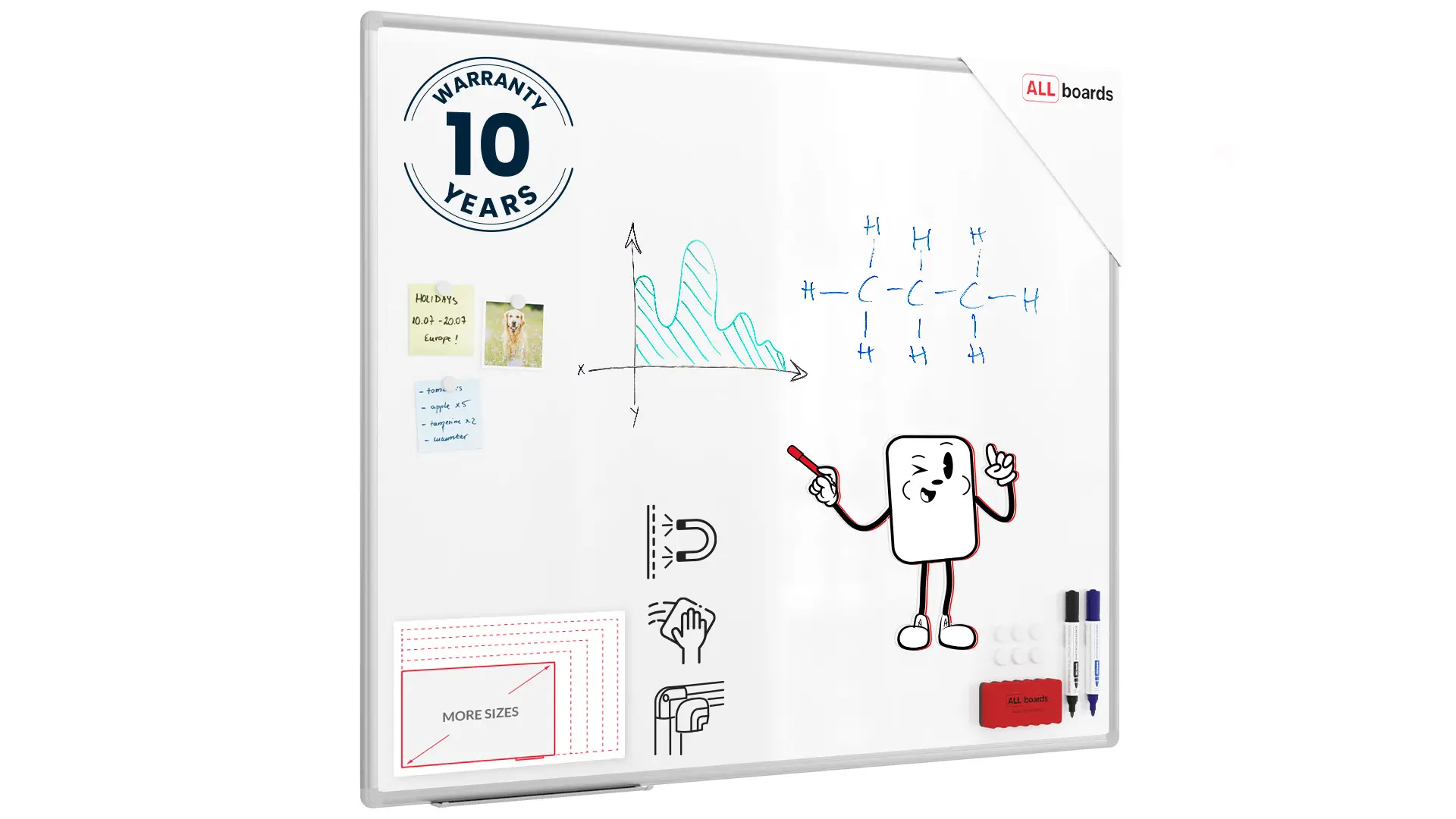 Magnetisches Whiteboard - PREMIUM EXPO Alurahmen 120x100cm + GRATIS