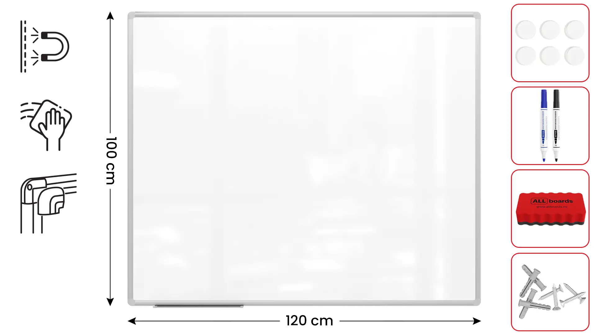 Magnetisches Whiteboard - PREMIUM EXPO Alurahmen 120x100cm + GRATIS