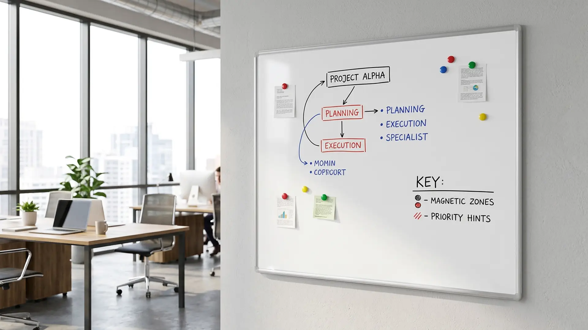 Magnetisches Whiteboard - PREMIUM EXPO Alurahmen 120x100cm + GRATIS – Bild 3