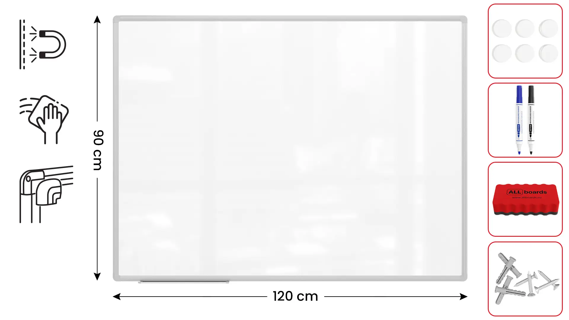 Magnetisches Whiteboard - PREMIUM EXPO Alurahmen 120x90cm + GRATIS