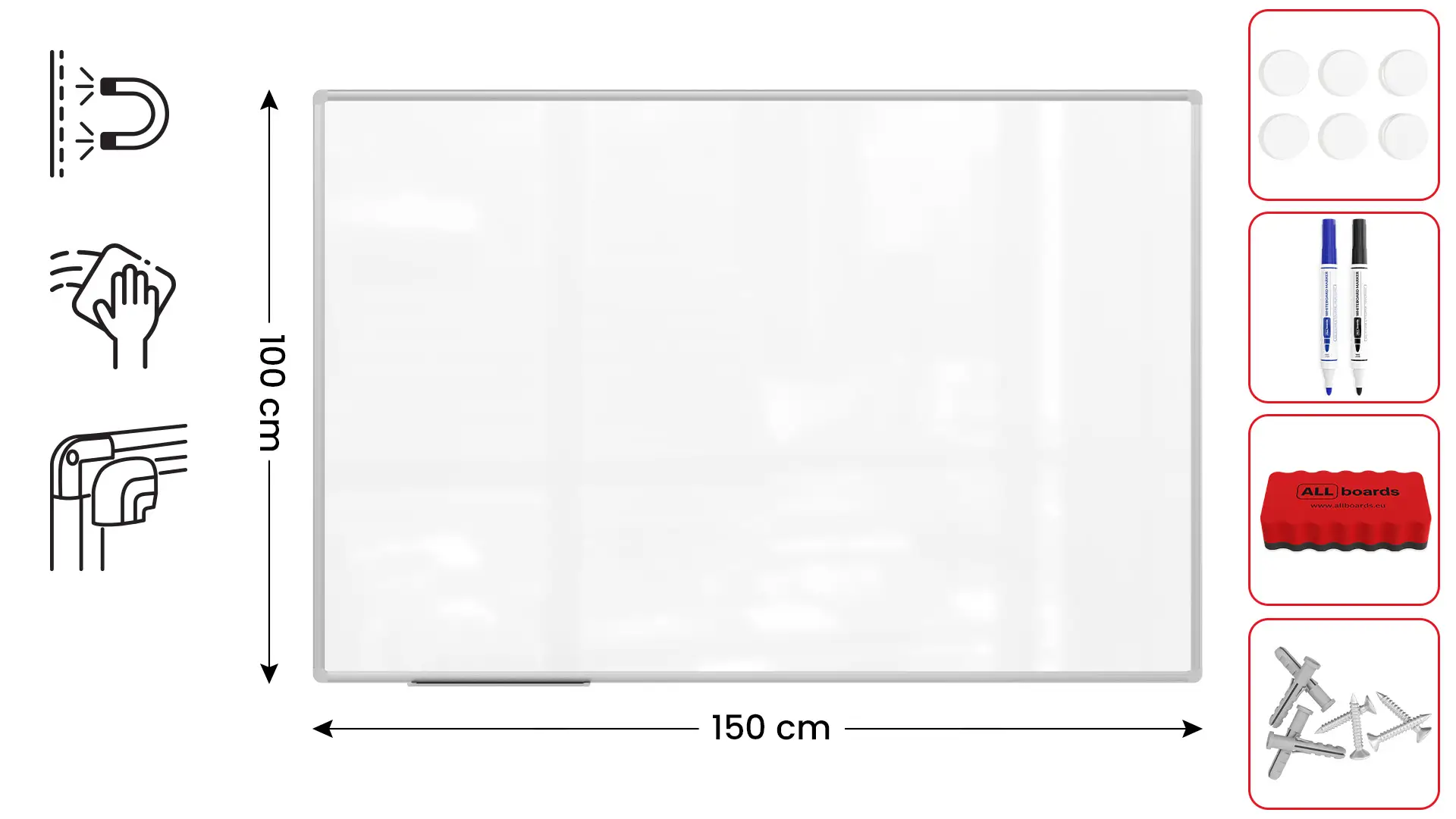 Magnetisches Whiteboard - PREMIUM EXPO Alurahmen 150x100cm + GRATIS