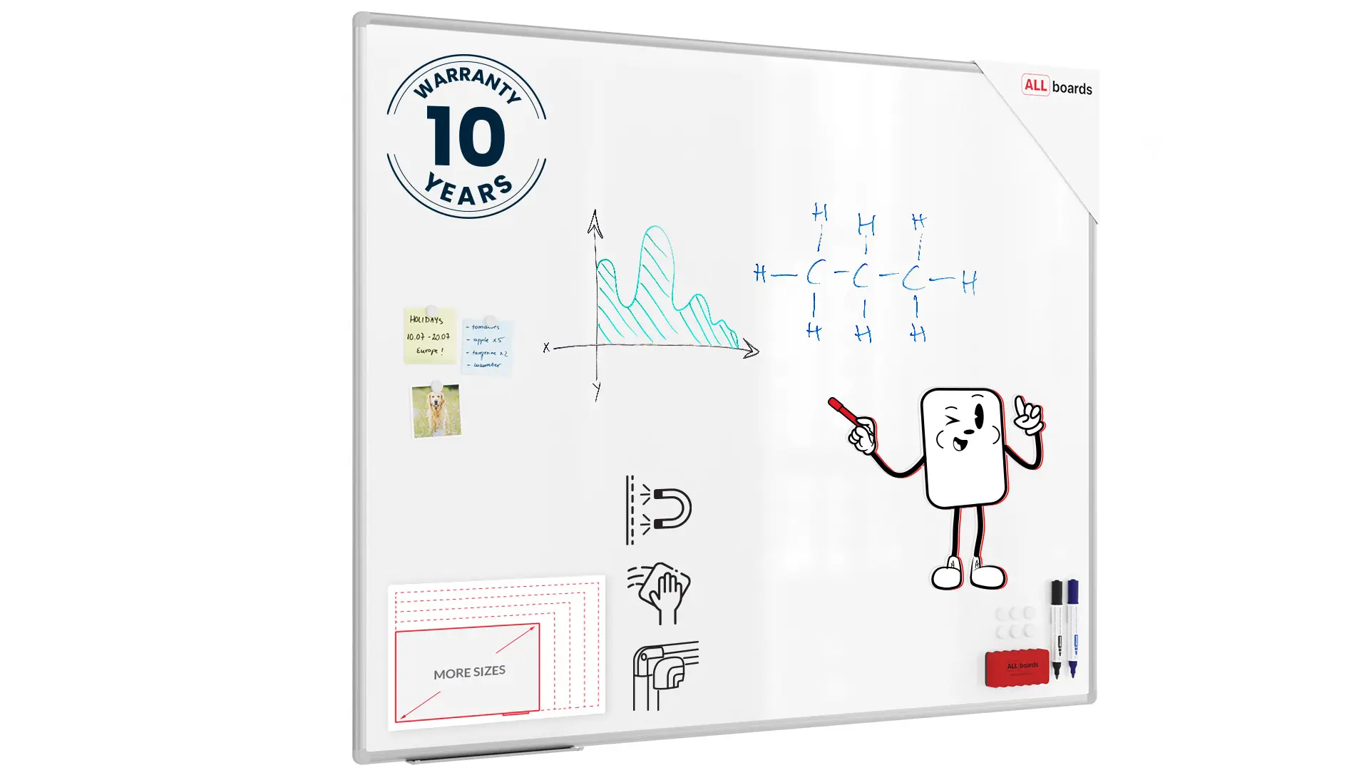 Magnetisches Whiteboard - PREMIUM EXPO Alurahmen 150x120cm + GRATIS