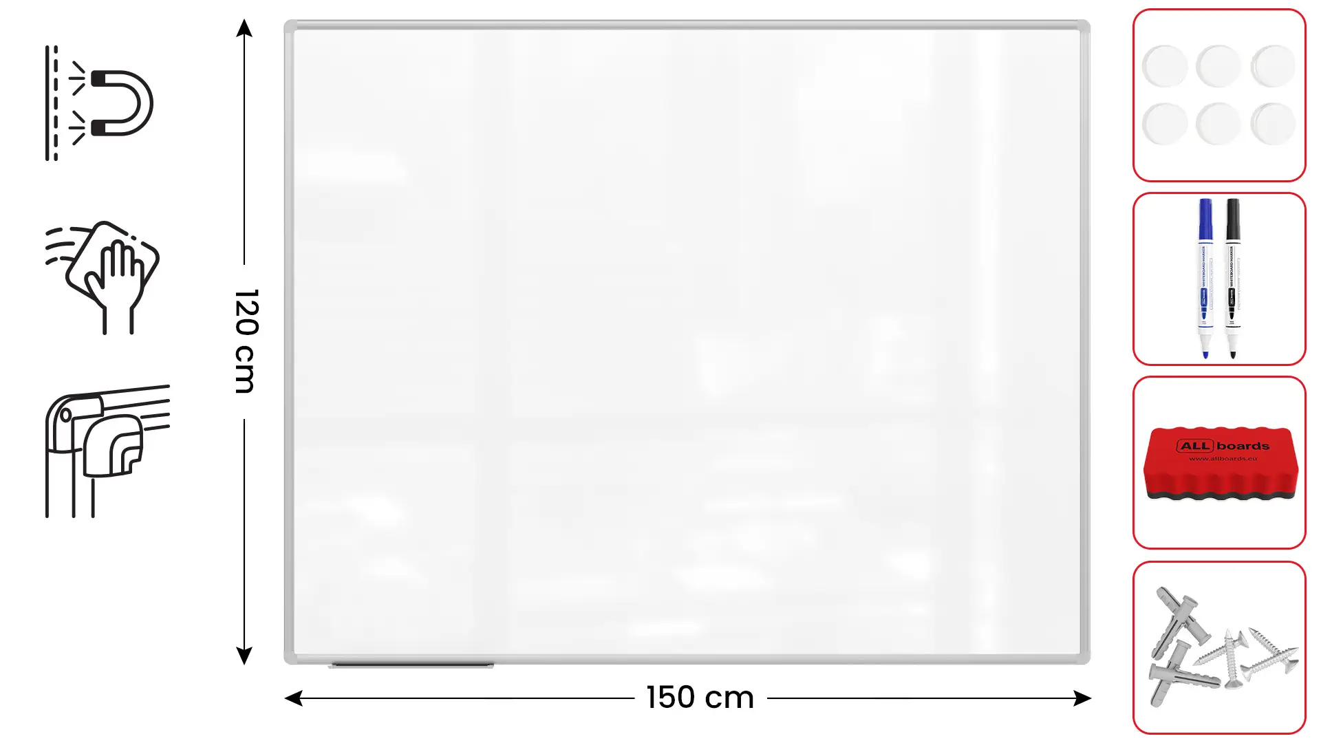 Magnetisches Whiteboard - PREMIUM EXPO Alurahmen 150x120cm + GRATIS