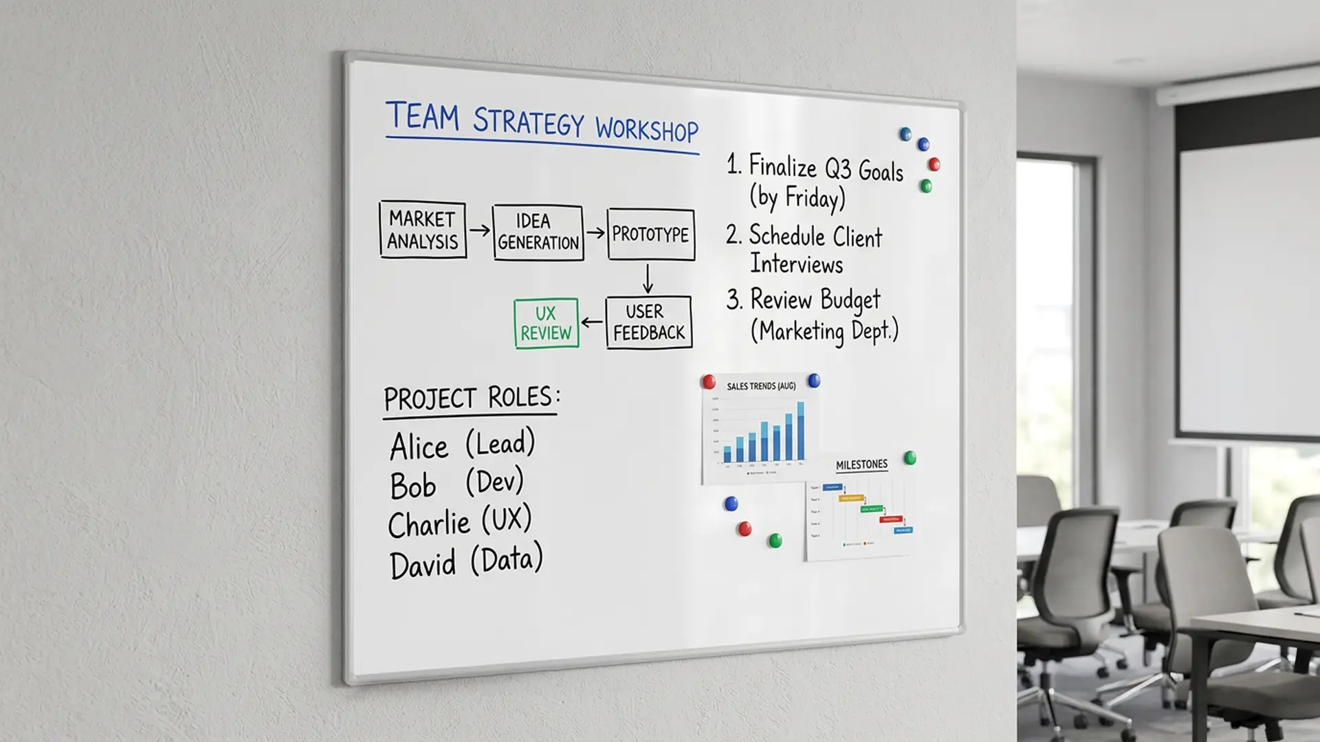 Magnetisches Whiteboard - PREMIUM EXPO Alurahmen 150x120cm + GRATIS – Bild 3