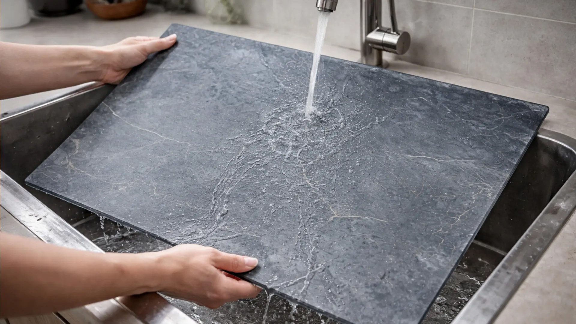 Glas Herdabdeckplatte Schneidebrett ANTHRAZIT MARMOR 52x60 cm Multi-Platte Arbeitsplatte Herdschutz Deko für Küchen Gehärtetes – Bild 7