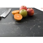 Glas Herdabdeckplatte Schneidebrett SCHWARZER MARMOR 52x60 cm Multi-Platte Arbeitsplatte Herdschutz Deko für Küchen Gehärtetes