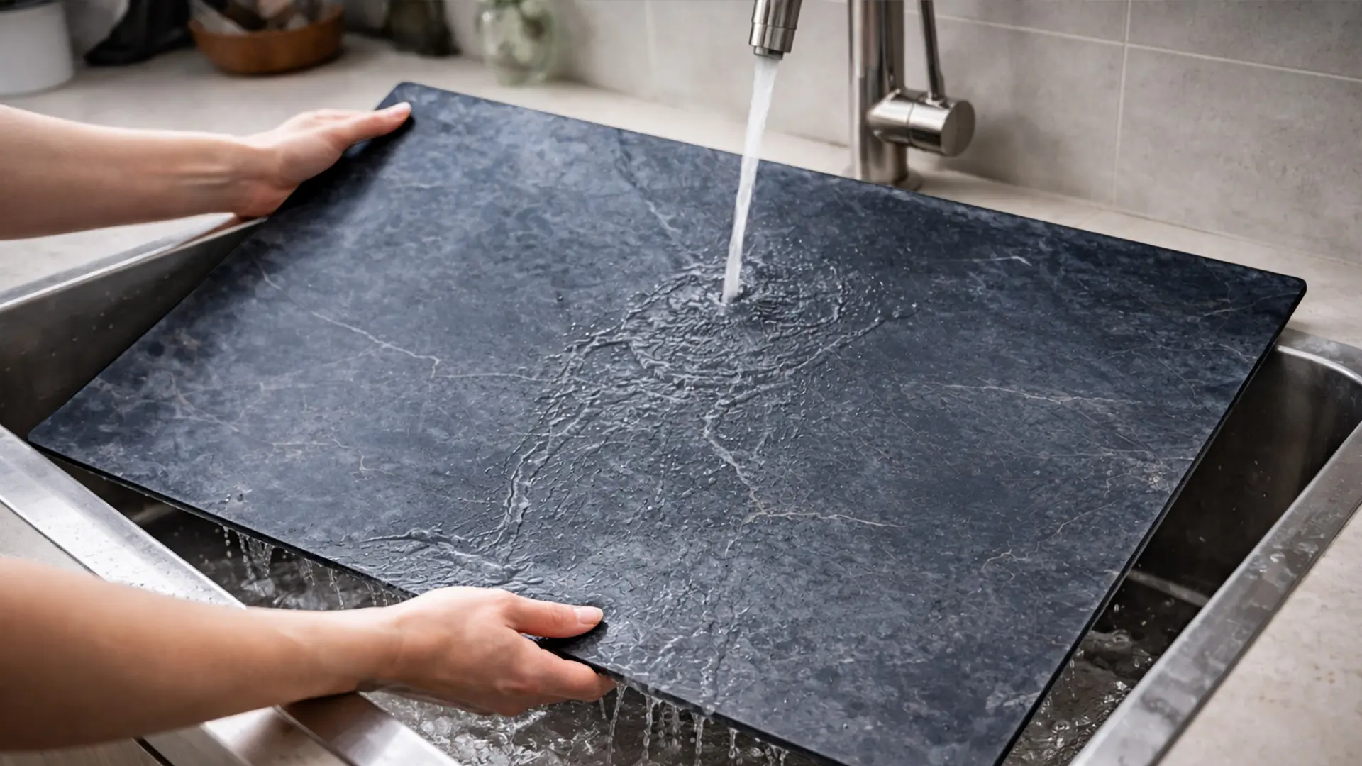 Glas Herdabdeckplatte Schneidebrett SCHWARZER MARMOR 52x60 cm Multi-Platte Arbeitsplatte Herdschutz Deko für Küchen Gehärtetes – Bild 7