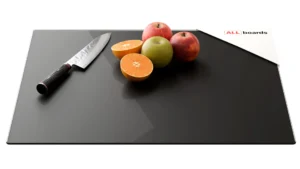 Glas Herdabdeckplatte Schneidebrett SCHWARZ CLASSIC BLACK 52x60 cm Multi-Platte Arbeitsplatte Herdschutz