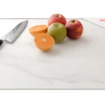 Glas Herdabdeckplatte Schneidebrett WEIßER MARMOR 52x60 cm Multi-Platte Arbeitsplatte Herdschutz Deko für Küchen Gehärtetes