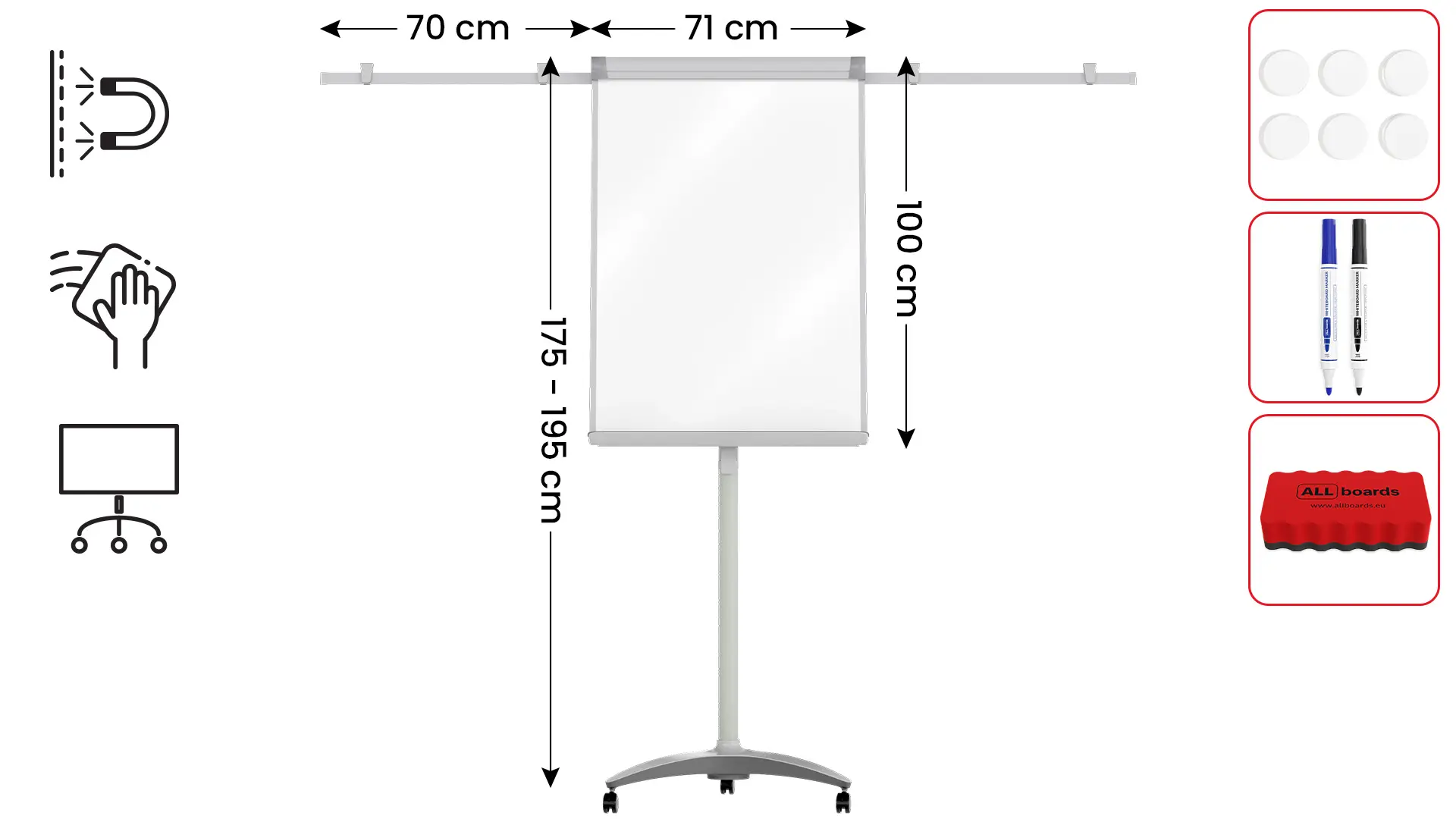 Flipchart - Mobil Schreibfläche 100x70cm EXCLUSIVE