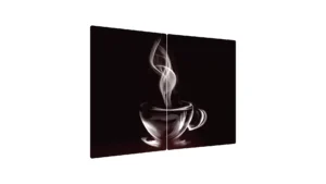 Glas Herdabdeckplatte Kaffetassemuster, 2 Stück - 52x30cm