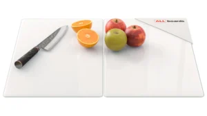 Glas Herdabdeckplatte Schneidebrett Super White 2 Stück - 52x30cm