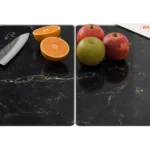 Glas Herdabdeckplatte Schneidebrett SCHWARZER MARMOR 2 Stück - 52x30cm