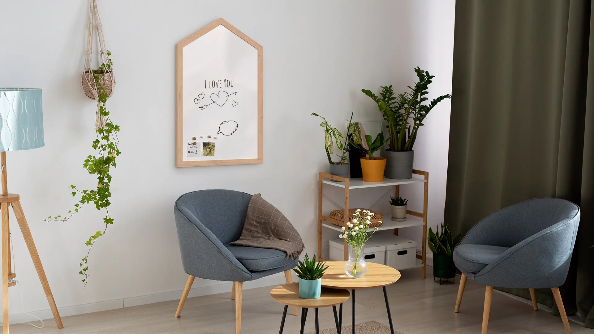 Magnettafel – Magnetisches, trocken abwischbares Whiteboard in Form eines Hauses, mit Holzrahmen – Bild 4